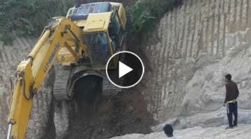 Danger Landing-Superstar Excavator Operator in Mountain of Arunachal Pradesh.
