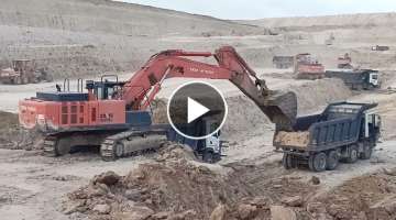 Poclain Tata Hitachi coal mines mitti loading scania tipper