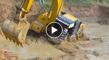 Unexpected​ Excavator Sink Mud Underwater - Caterpillar 312B Very Difficult Recovery