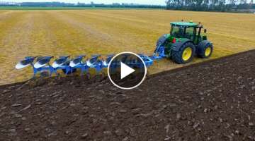On-Land Ploughing | John Deere 7270R + 8 furrow Lemken Diamant 11 | KMWP Ploegen / Pflügen