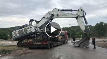 Transporting The 125 Tones Liebherr 984 Excavator By Side- Fasoulas Heavy Transports