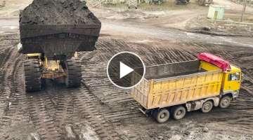 Huge Caterpillar 992G Wheel Loader Loading Coal On Trucks - Sotiriadis/Labrianidis Mining Works