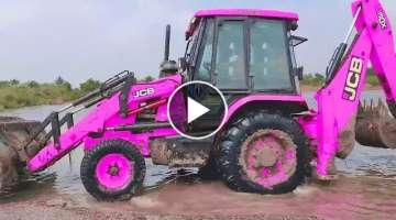 JCB 3DX Tractor Excavator washing in river my tractors | Must Watch New Funny Video 2021