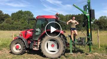 Fencing with McCormick tractor and WRAG post driver