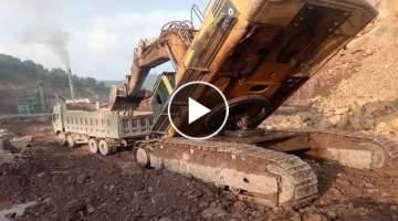WOW!!! TOP World's Excavator Fail Win Skills | PC8000 Heavy Equipment Excavator & Dump Truck