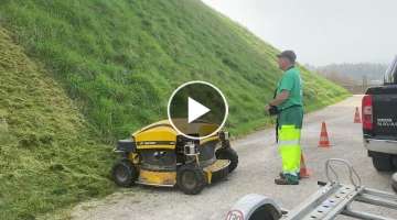 Mowing of embankments at 50% slope with remote control Movwe Equipped with a Winch