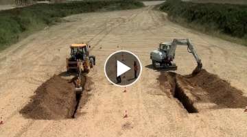 JCB backhoe loader vs mini excavator!