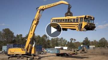 Extreme Dangerous Shredding A Bus, Destroying Car For Metal Recycling, Crushing Everything Machin...