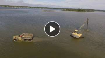 Dredging the Sandy Pond Channel to Lake Ontario - an aerial perspective