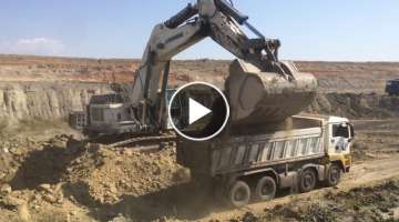 Liebherr 984 Excavator Loading Trucks With Two Passes - Sotiriadis Mining Works