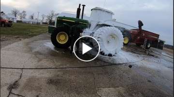 Washing Big Harvest Equipment With Foam